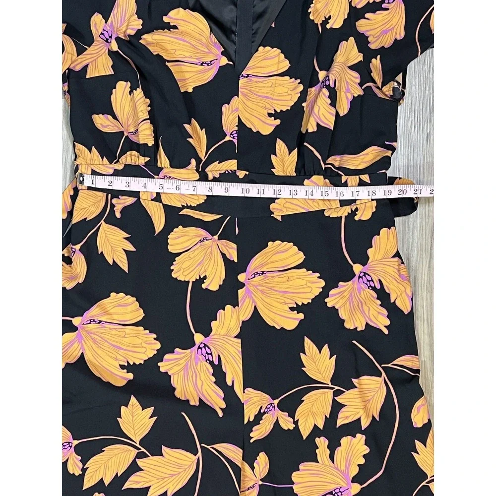 ModCloth Jumpsuit Women Plus 1x Black Floral Wide Leg‎ Orange Pink Spring Casual